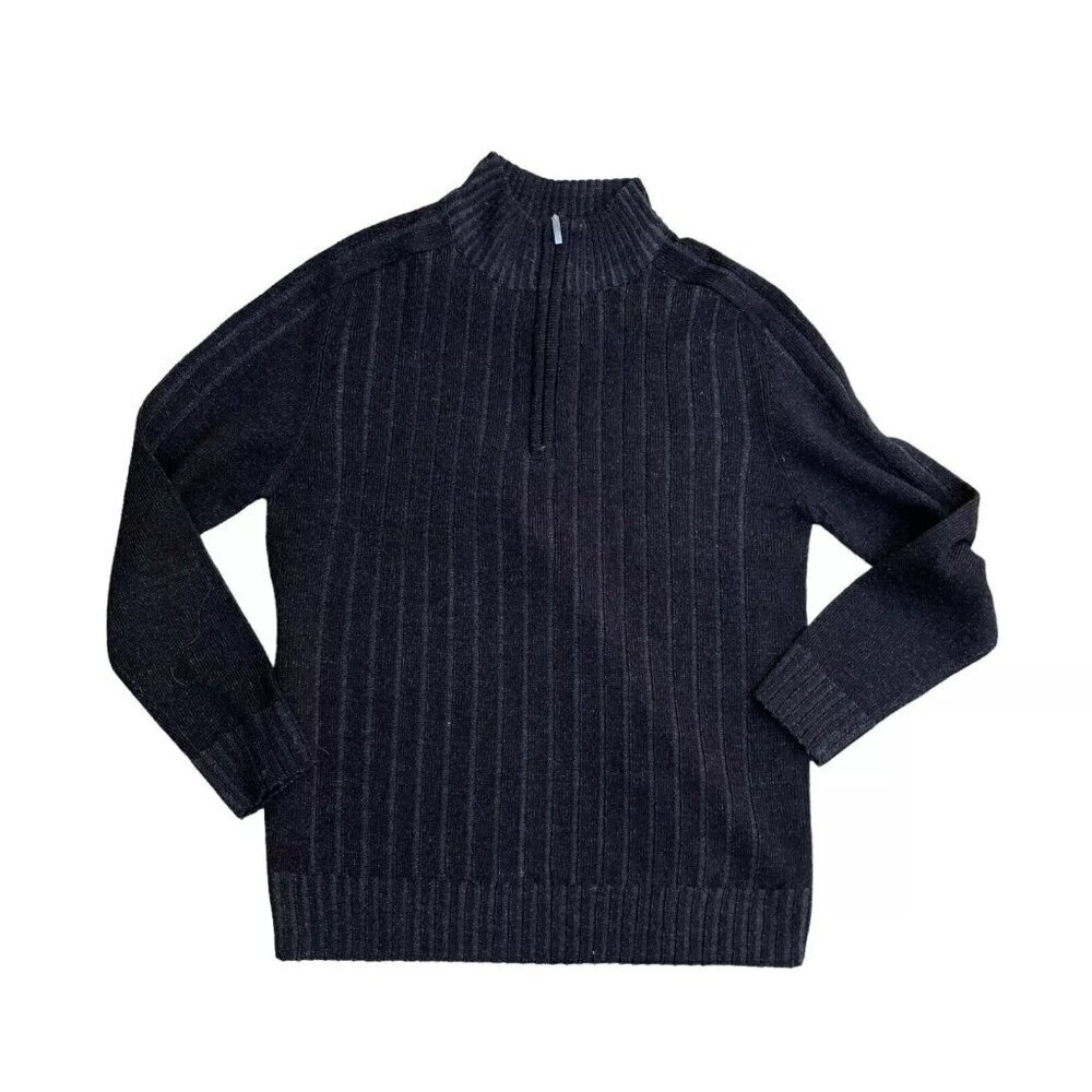 TRUE ROCK 1/4 Zip Knit Pullover Sweater Men's MEDIUM Grey Long Sleeve Winter​​​​